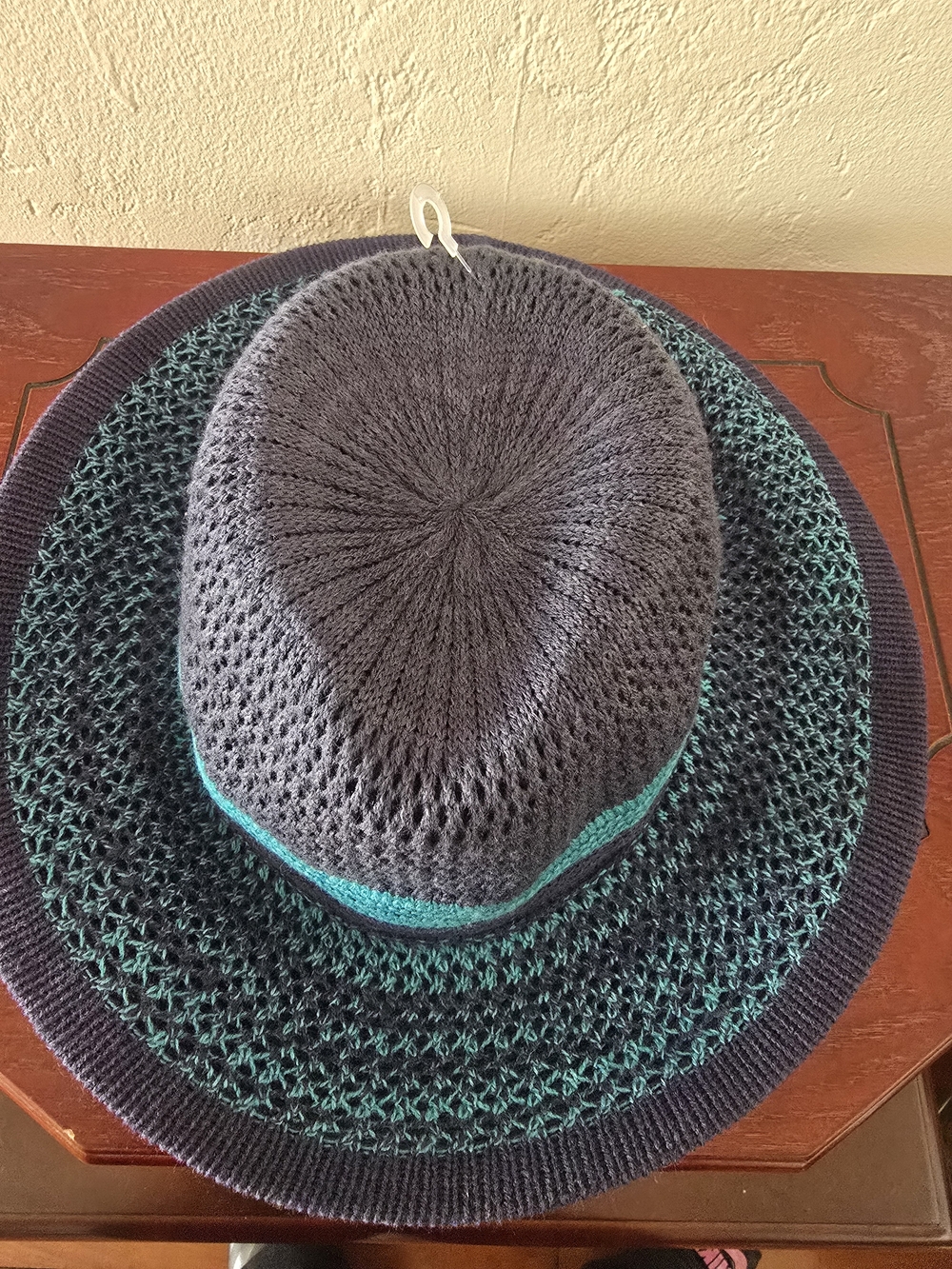 Men's Navy and Teal Knit Sun Hat